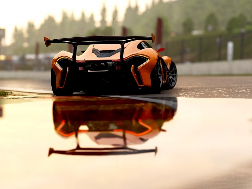 mclaren p1 mclaren sports car race rear view Isolated Subject in Transparent PNG