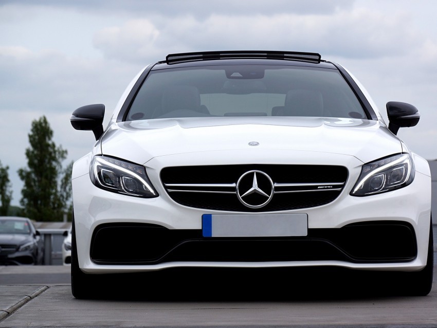 mercedes c63 amg mercedes car white front view PNG images for banners