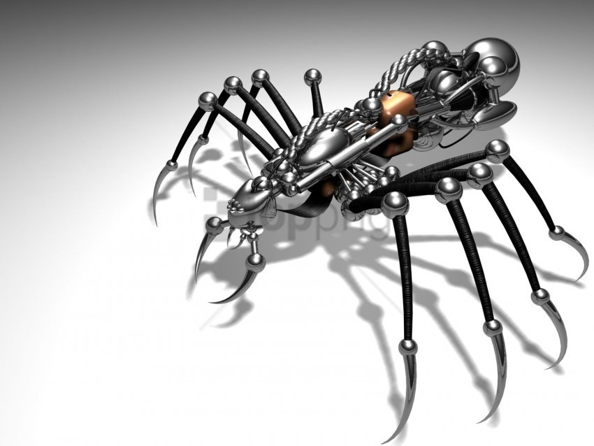 metal robotic scorpion shadow surface wallpaper ClearCut Background Isolated PNG Design