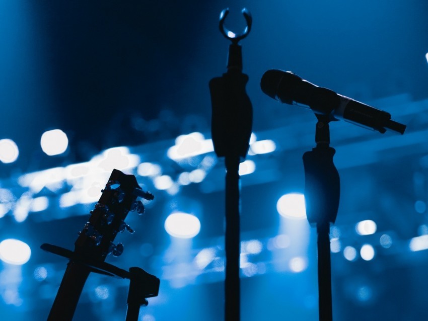 microphone guitar stand light spotlights PNG images with clear alpha layer 4k wallpaper