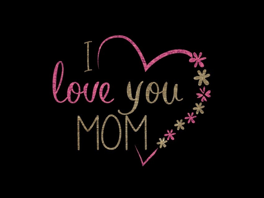 mom love heart inscription flowers Clear Background PNG Isolated Element Detail