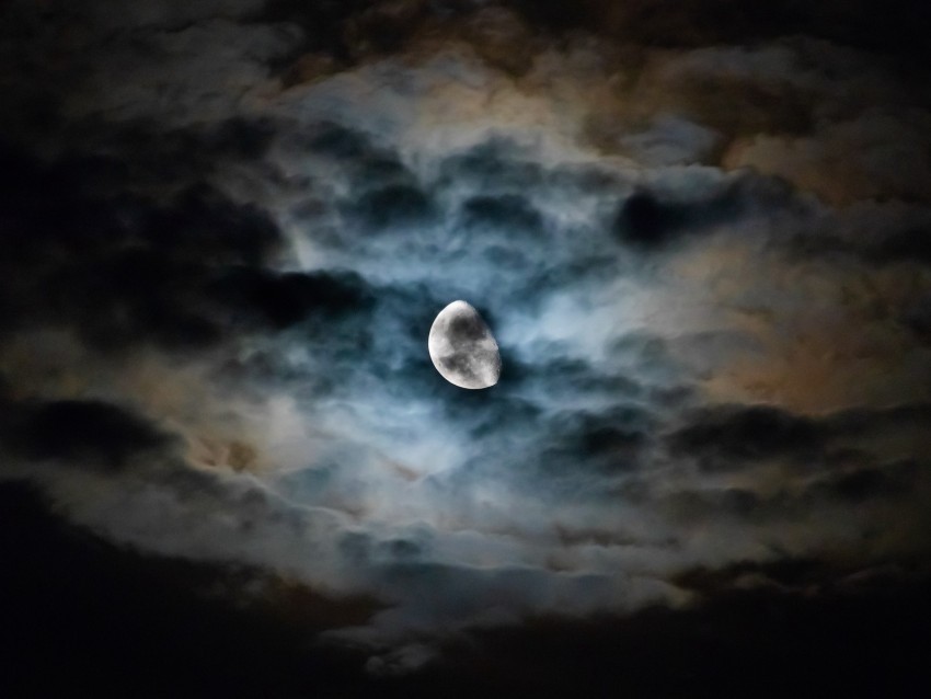 moon clouds night sky dark overcast PNG with Isolated Object