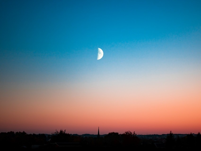 moon evening city sky horizon Transparent PNG images wide assortment 4k wallpaper