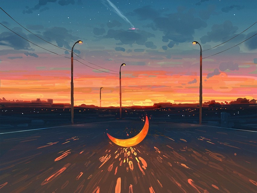moon road art illusion PNG images with no watermark 4k wallpaper