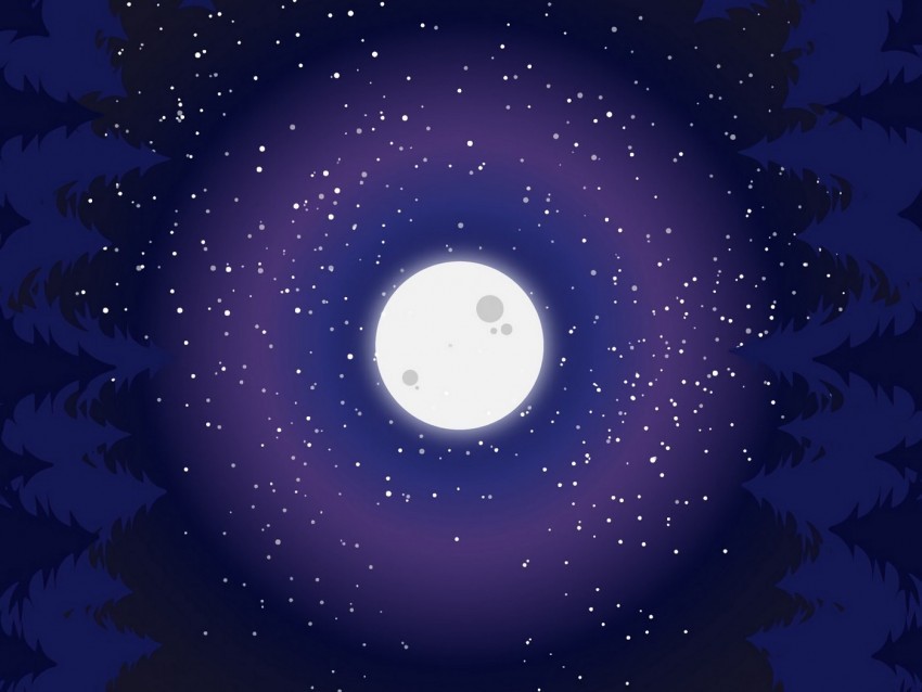 moon trees art moonlight forest PNG graphics for presentations