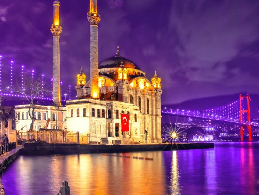 mosque architecture night city turkey Transparent PNG artworks for creativity 4k wallpaper