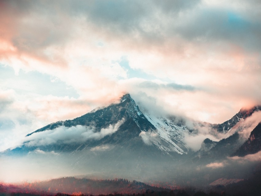 mountain fog peak clouds aerial view PNG for online use 4k wallpaper