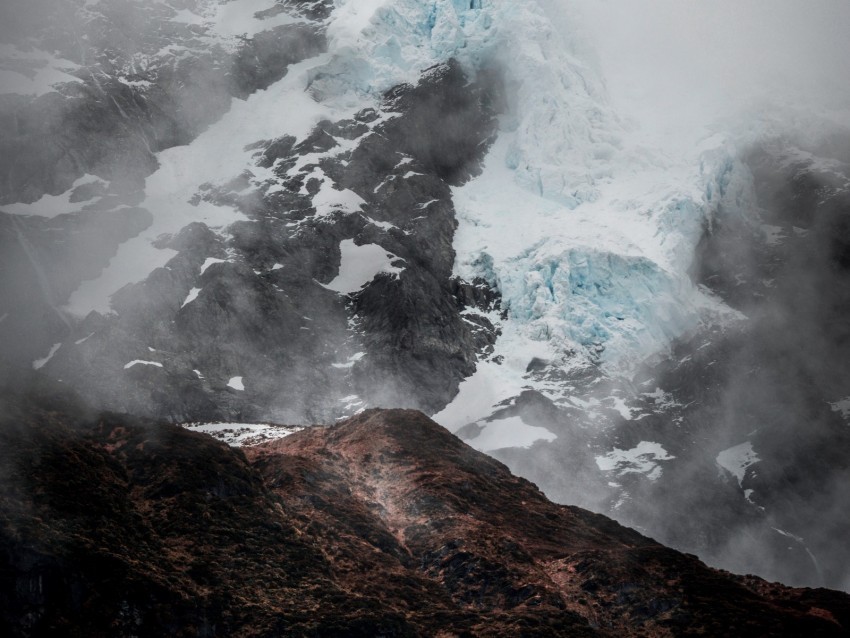 mountain glacier fog ice relief Isolated Artwork in Transparent PNG