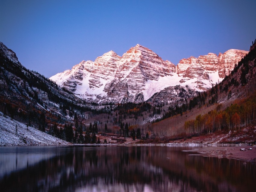 mountain lake snow reflection Transparent PNG images complete package