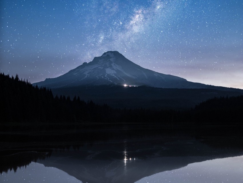 mountain lake starry sky twilight reflection Transparent PNG Isolated Graphic Design