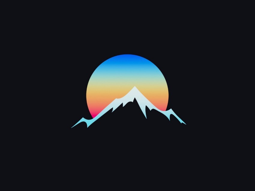 mountain moon art vector minimalism gradient Isolated Icon on Transparent PNG
