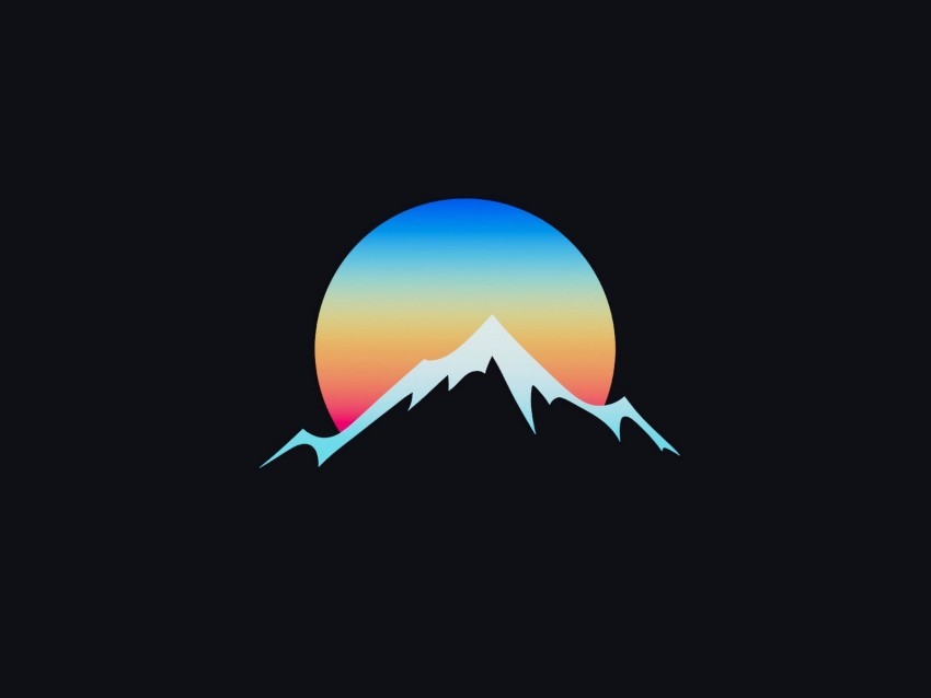 mountain moon art vector minimalism gradient Isolated Icon on Transparent PNG 4k wallpaper