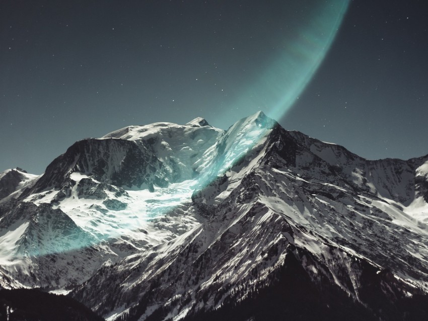 mountain peak snowy light starry sky Free download PNG images with alpha channel