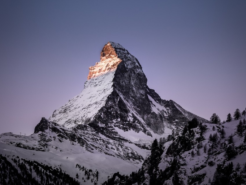 mountain peak snowy zermatt switzerland Transparent PNG Graphic with Isolated Object