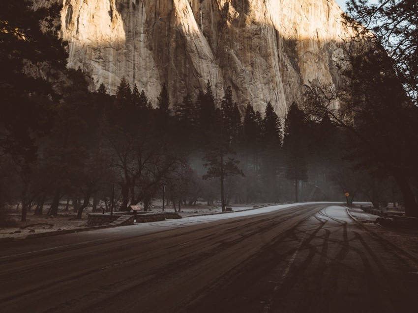 mountain road fog trees turn PNG pictures with no background 4k wallpaper