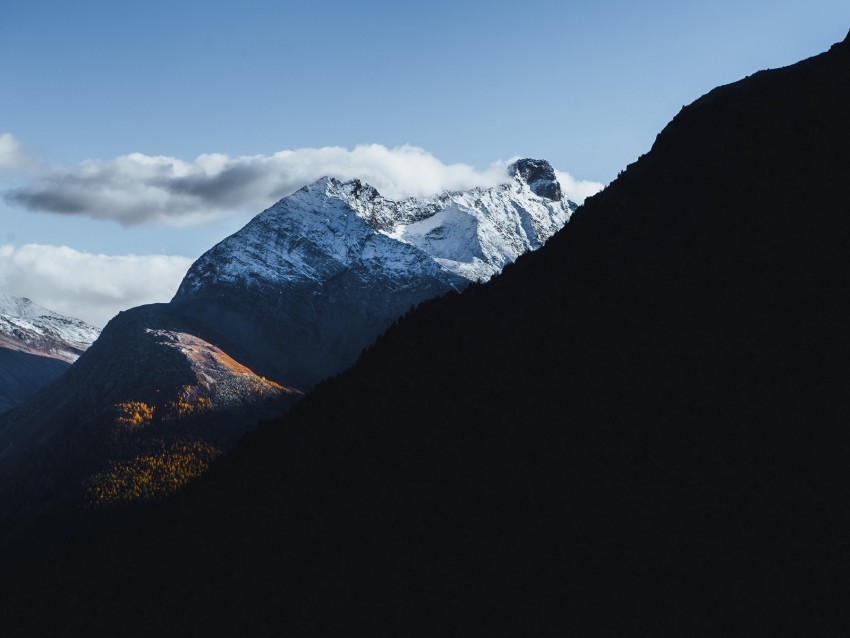 mountain shadow peak snowy PNG files with transparency 4k wallpaper