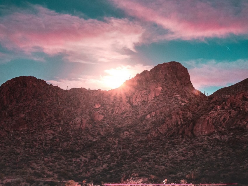 mountain sky sunset clouds landscape Clear image PNG