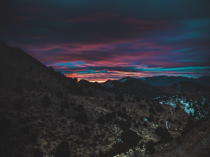 mountain sky sunset dark night Isolated Object with Transparency in PNG