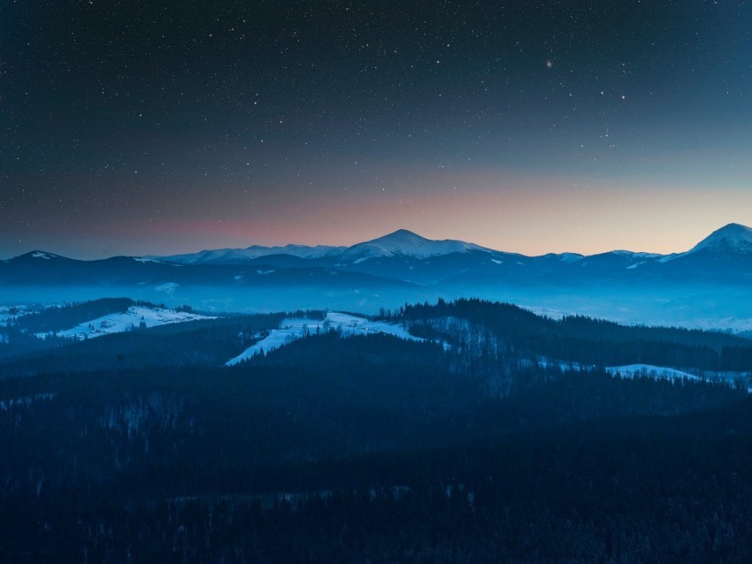 mountains aerial view starry sky night landscape PNG with no background free download 4k wallpaper