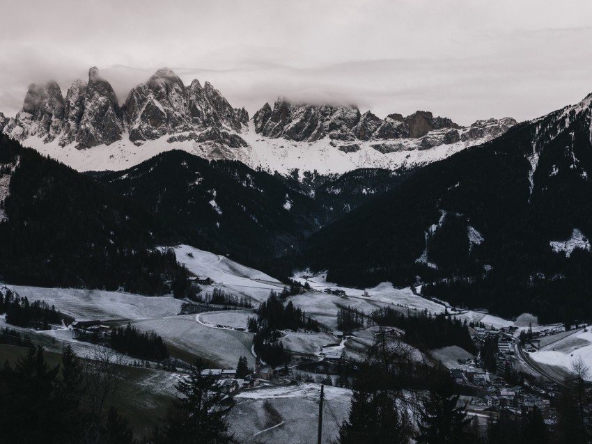 mountains aerial view winter snow dolomites italy PNG Image Isolated with HighQuality Clarity