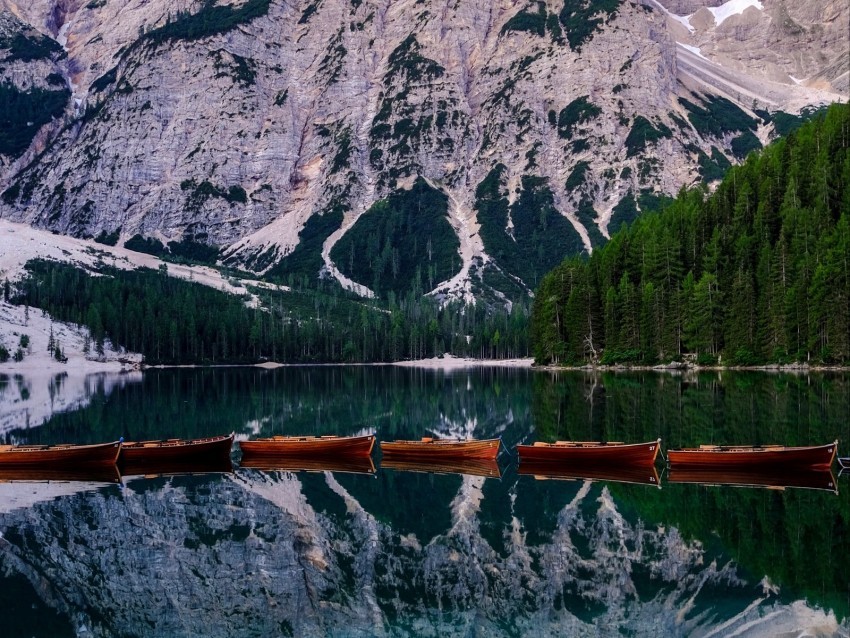 mountains boats reflection landscape Clear PNG 4k wallpaper