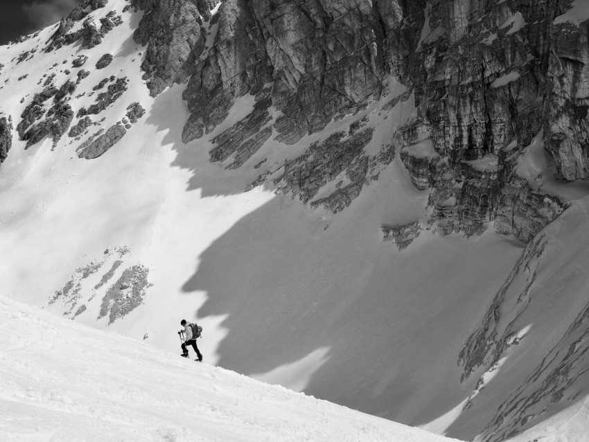 mountains climber snow bw landscape Isolated Graphic Element in Transparent PNG