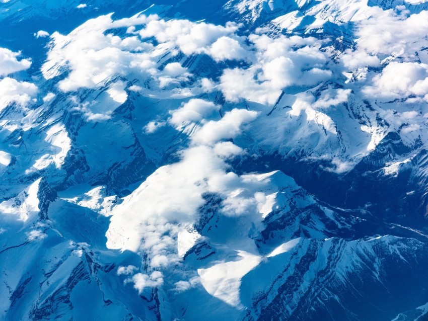 mountains clouds aerial view peaks snowy PNG Image with Isolated Artwork