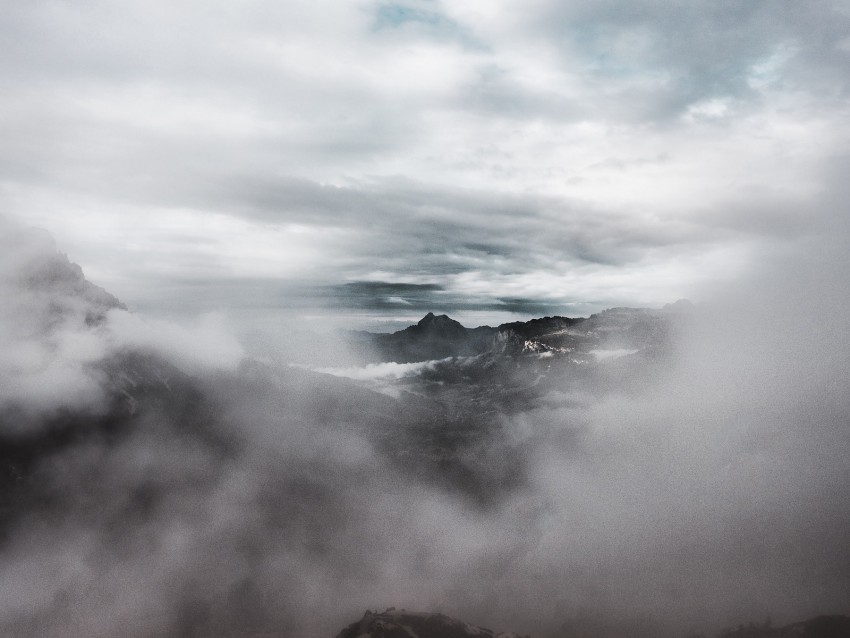 mountains clouds fog peak shroud PNG transparency 4k wallpaper