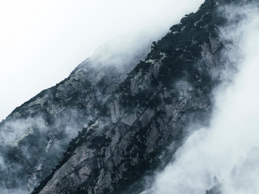 mountains clouds fog slopes vegetation PNG with transparent overlay