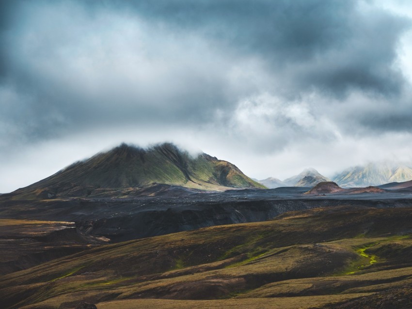 mountains clouds landscape nature iceland Isolated Graphic in Transparent PNG Format