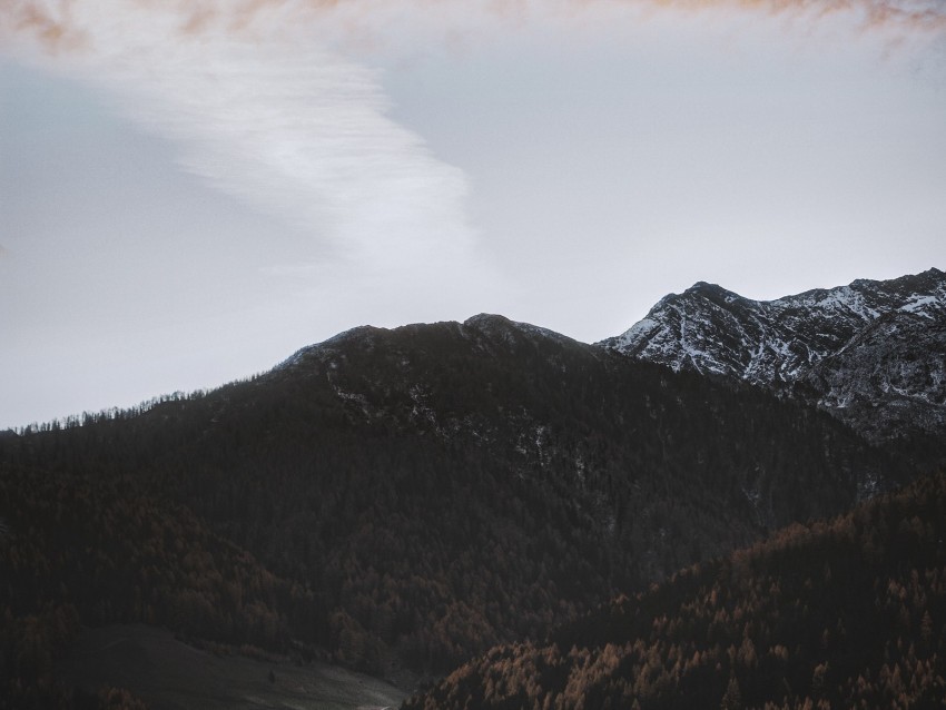 mountains clouds sky peak trees PNG Image with Isolated Icon 4k wallpaper