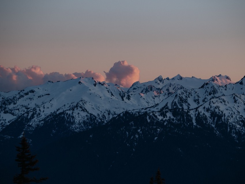 mountains clouds twilight landscape peaks snowy PNG Graphic Isolated with Transparency