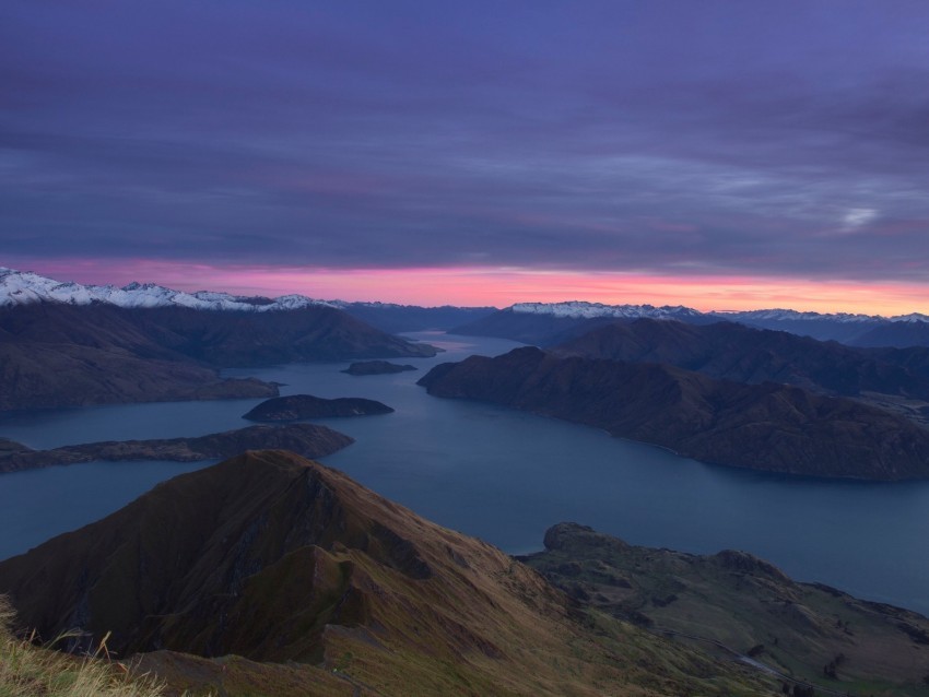 mountains dawn lake aerial view new zealand PNG for t-shirt designs 4k wallpaper