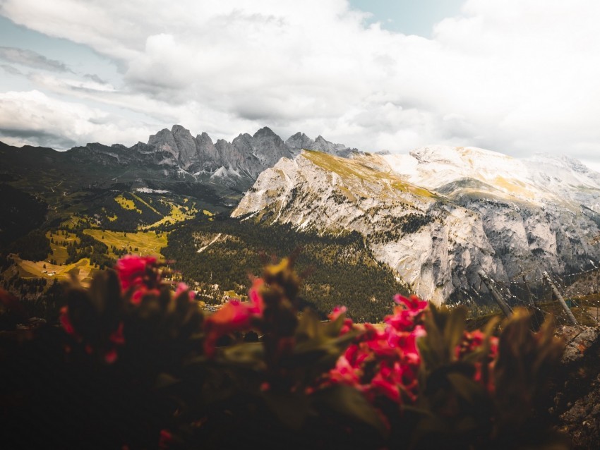 mountains flowers clouds peaks height Clear PNG