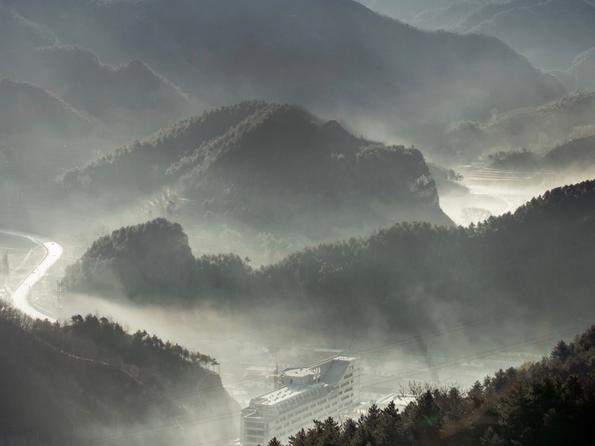 mountains fog forest aerial view Clear PNG pictures free 4k wallpaper