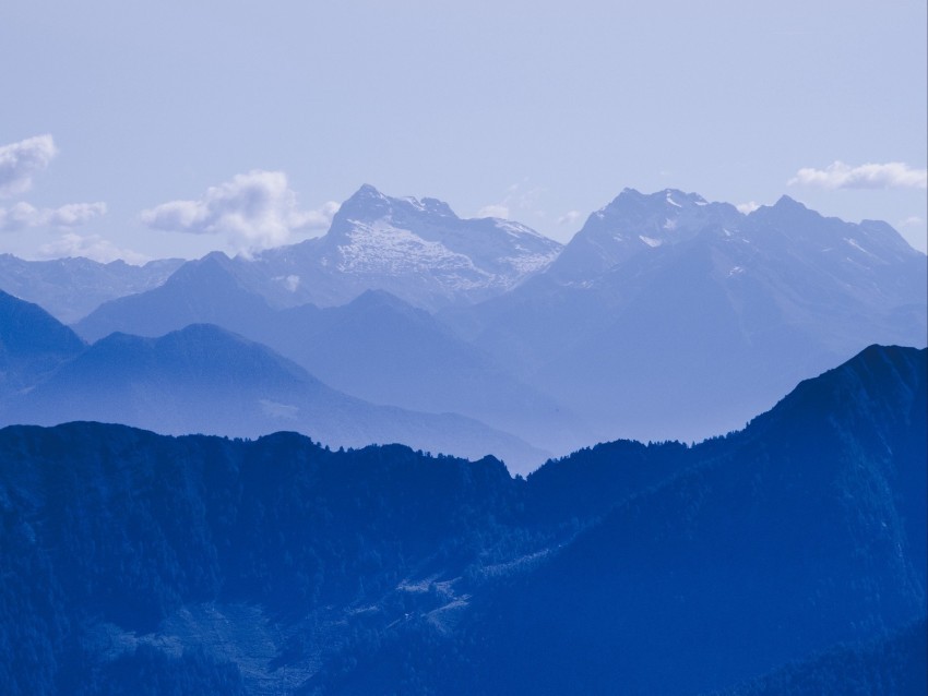 mountains fog peak sky blue Free PNG download 4k wallpaper