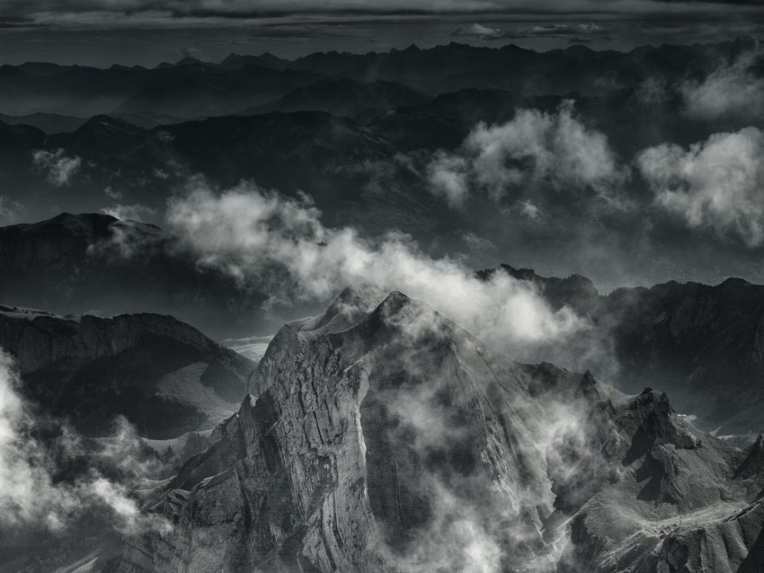 mountains fog peaks clouds gray PNG with Clear Isolation on Transparent Background