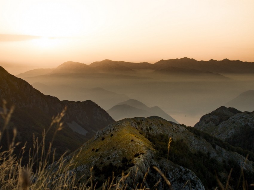 mountains fog peaks dusk landscape Isolated Item with Clear Background PNG 4k wallpaper