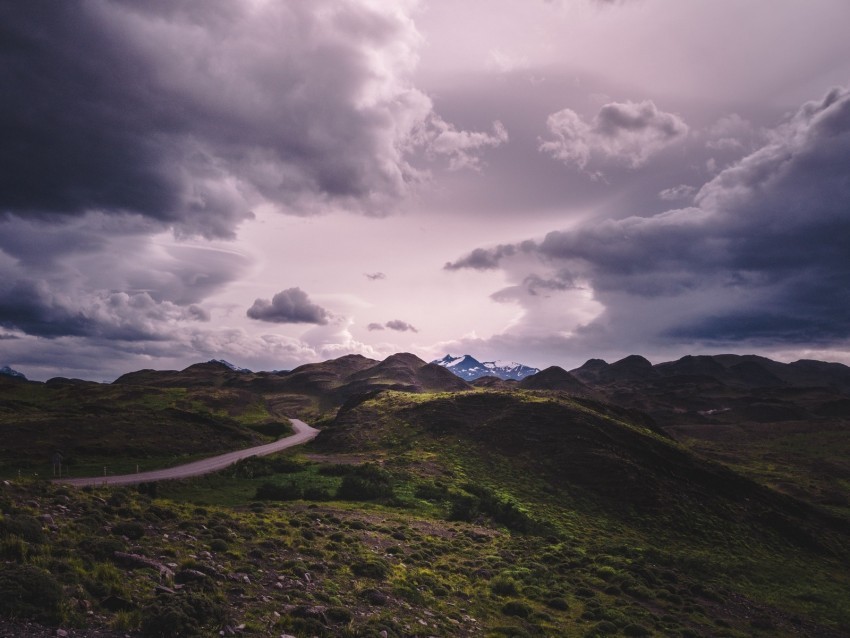 mountains grass clouds overcast twilight cloudy PNG with isolated background 4k wallpaper