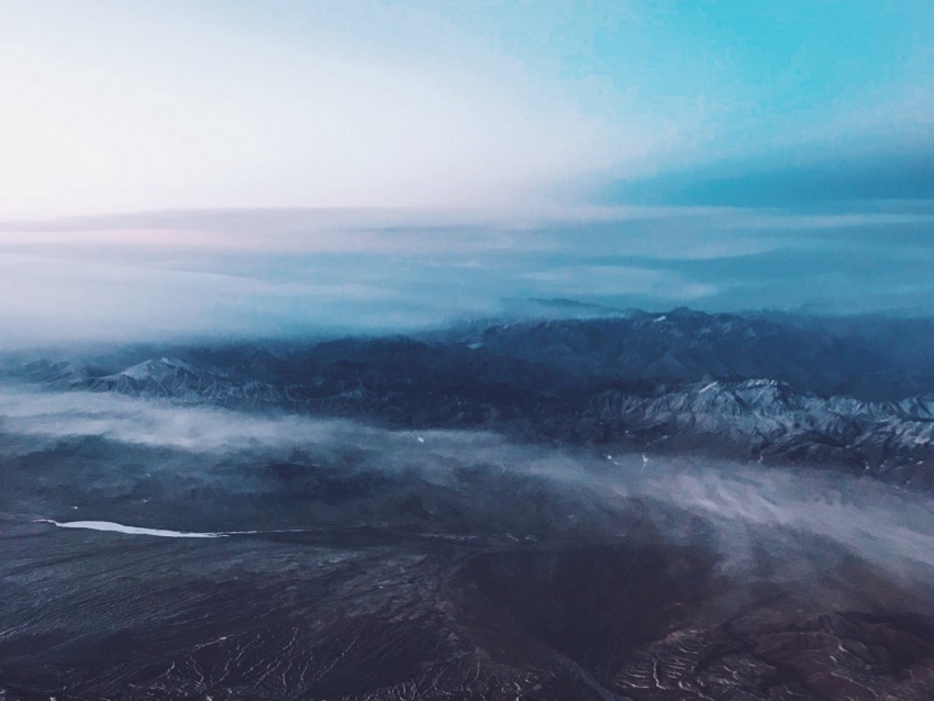 mountains height clouds tops aerial view Isolated Character with Transparent Background PNG