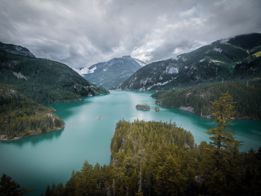 mountains lake aerial view landscape trees PNG graphics for free