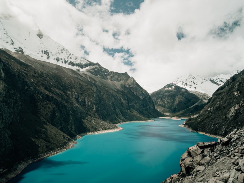 mountains lake clouds stones landscape Clean Background Isolated PNG Image 4k wallpaper