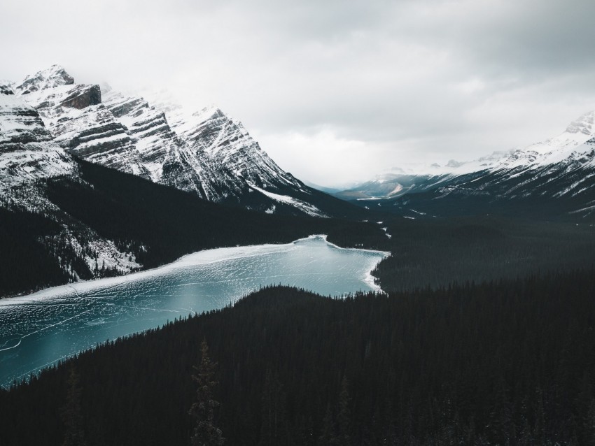 mountains lake frozen forest landscape PNG images for mockups