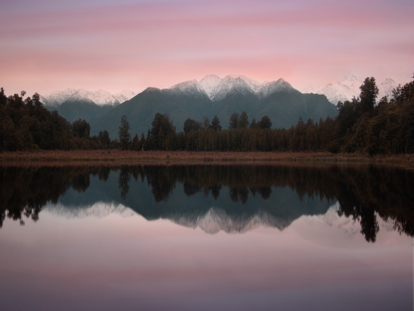 mountains lake landscape trees shore reflection Isolated Subject in Transparent PNG