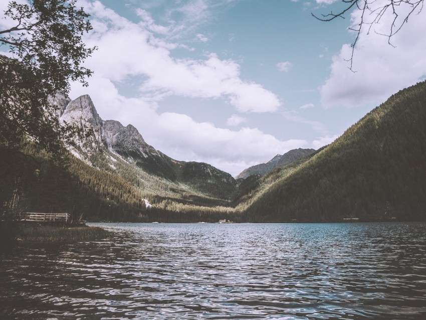 mountains lake river ripples landscape Isolated Illustration on Transparent PNG 4k wallpaper