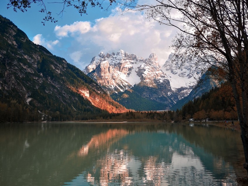 mountains lake shore forest trees Transparent Background Isolation of PNG