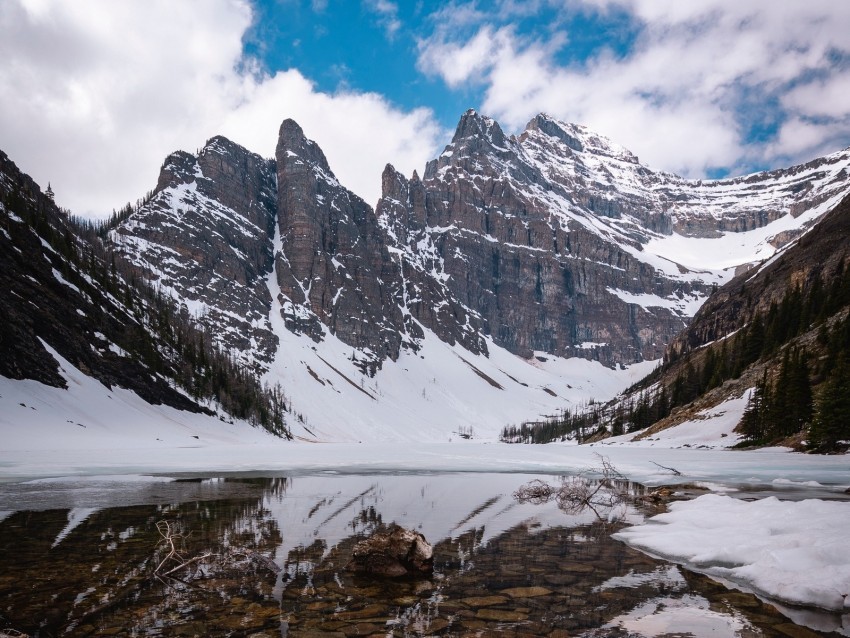 mountains lake snow landscape reflection Transparent PNG Isolation of Item 4k wallpaper