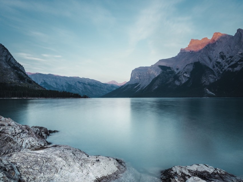 mountains lake stones sky landscape wildlife PNG for online use