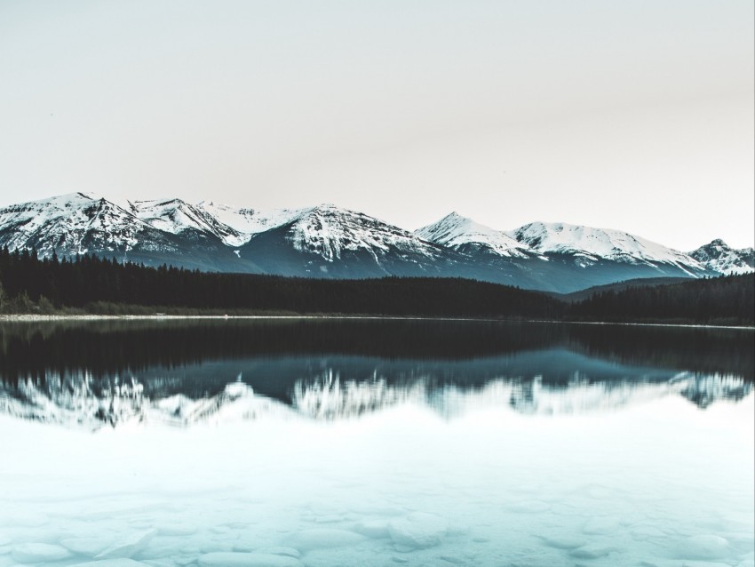 mountains lake water horizon Isolated Artwork on Transparent Background PNG