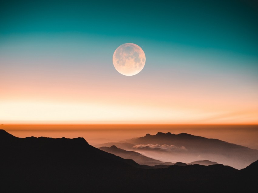 mountains moon fog peaks twilight PNG images for websites 4k wallpaper